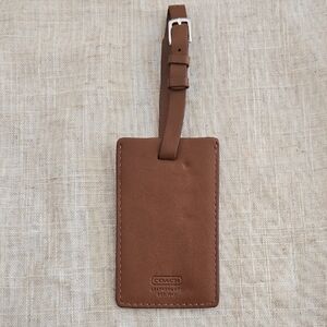 Vintage Authentic Coach Luggage Tag in Tan Leather